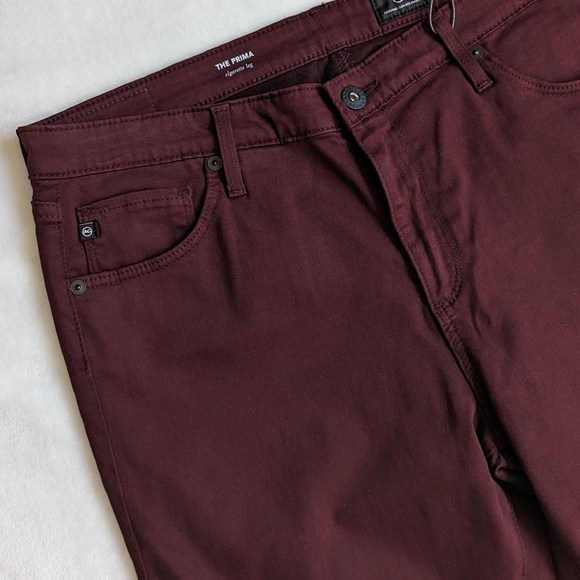 AG The Prima Jean High Rise Skinny Cigarette Stretch Sateen Deep Currant 32 NWT - Picture 5 of 16